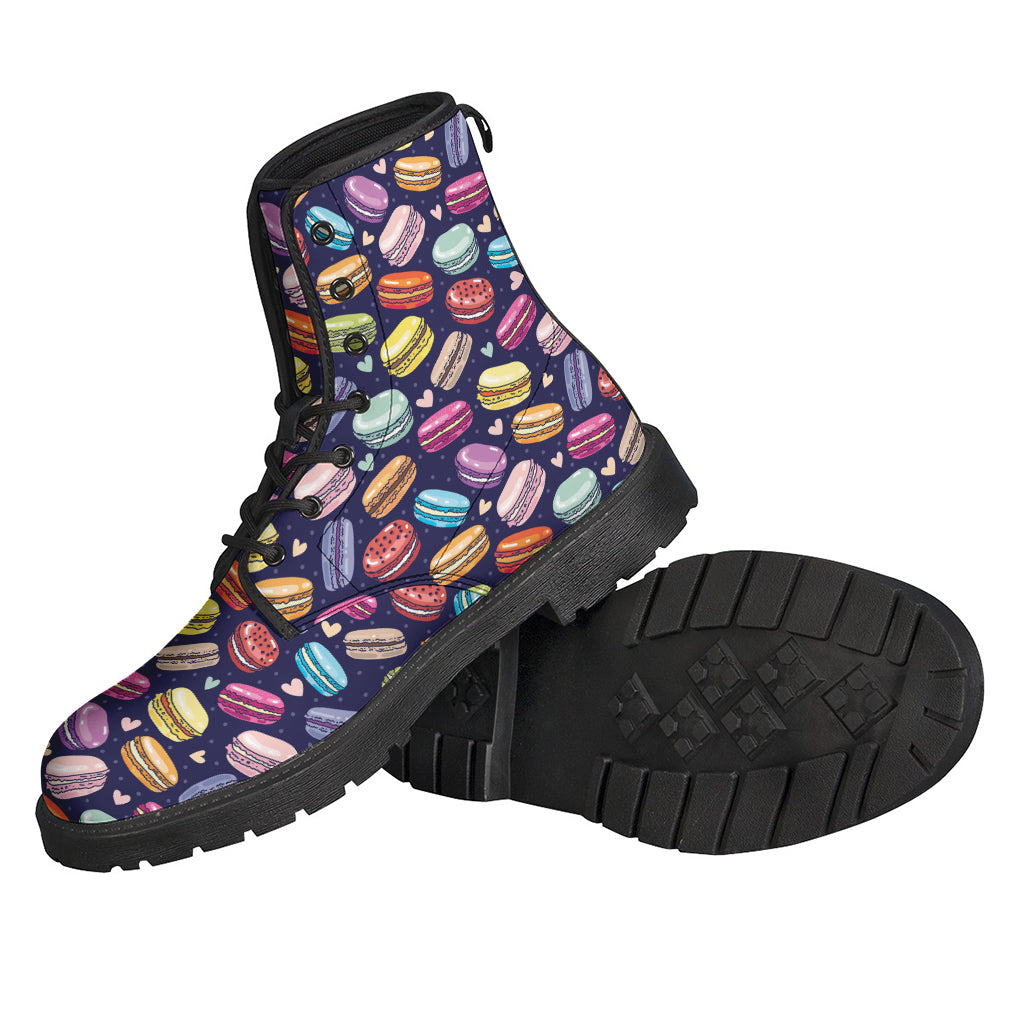 Groovy Macaron Pattern Leather Boots for Free-Spirited Hippies - 2