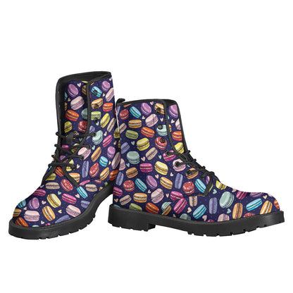 Groovy Macaron Pattern Leather Boots for Free-Spirited Hippies - 3