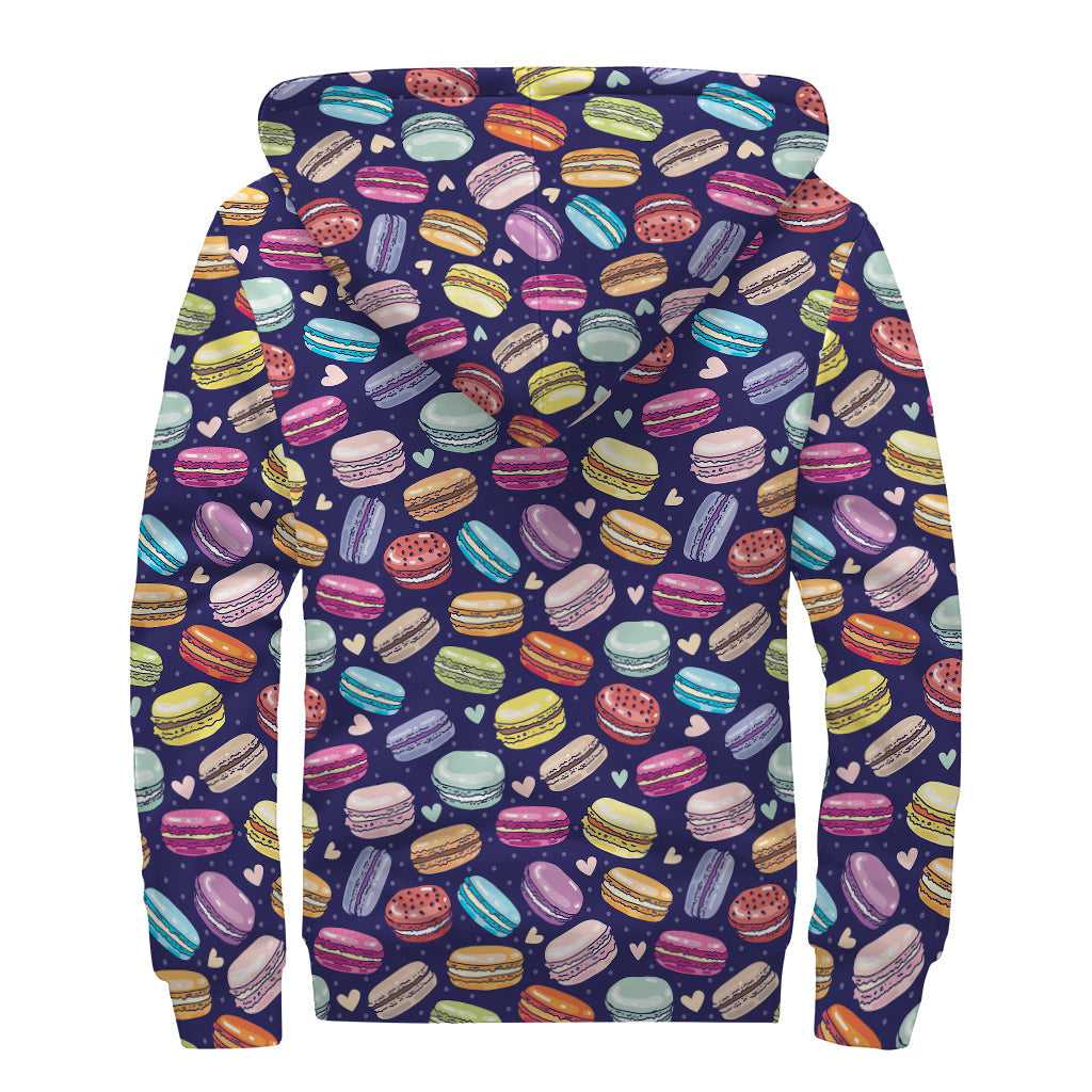 Groovy Hippies Cartoon Macaron Pattern Print Sherpa Lined Zip Up Hoodie - 2