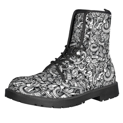 Groovy Cartoon Mechanic Leather Lightweight Boots for the Modern Hippie - 1