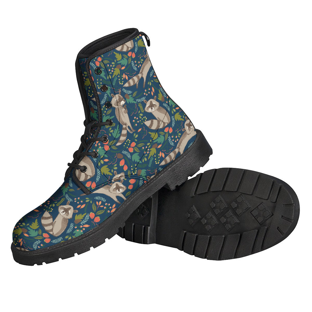 Groovy Raccoon Print Leather Boots for the Hipster Hippie in You - 2