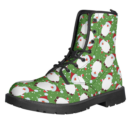 Groovy Santa Claus Pattern Leather Lightweight Boots for Hippies - 1