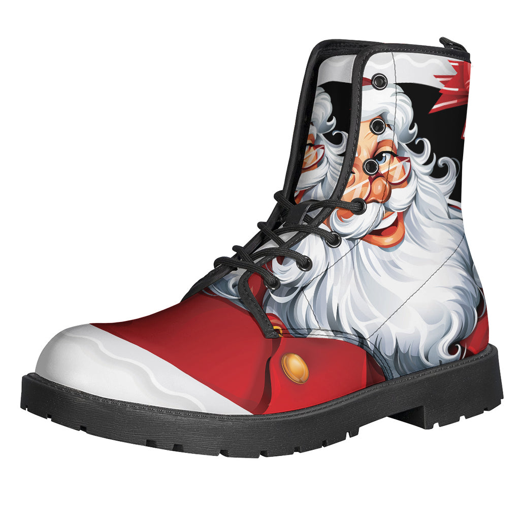 Step Out in Style with Cartoon Santa Claus Print Leather Lightweight Boots - 1