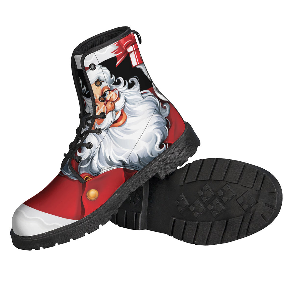 Step Out in Style with Cartoon Santa Claus Print Leather Lightweight Boots - 2