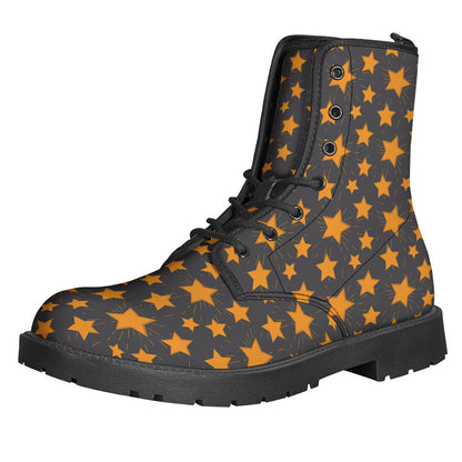 Groovy Cartoon Star Pattern Leather Boots for Fashionable Hippies - 1