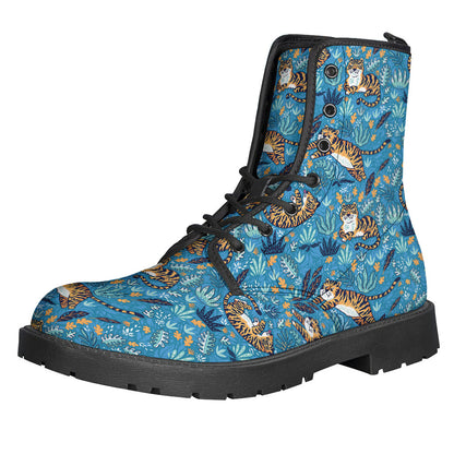 Groovy Tiger Print Leather Lightweight Boots for Modern Hippies - 1