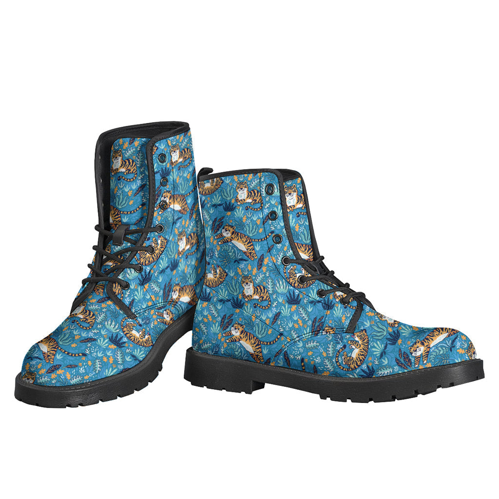 Groovy Tiger Print Leather Lightweight Boots for Modern Hippies - 3