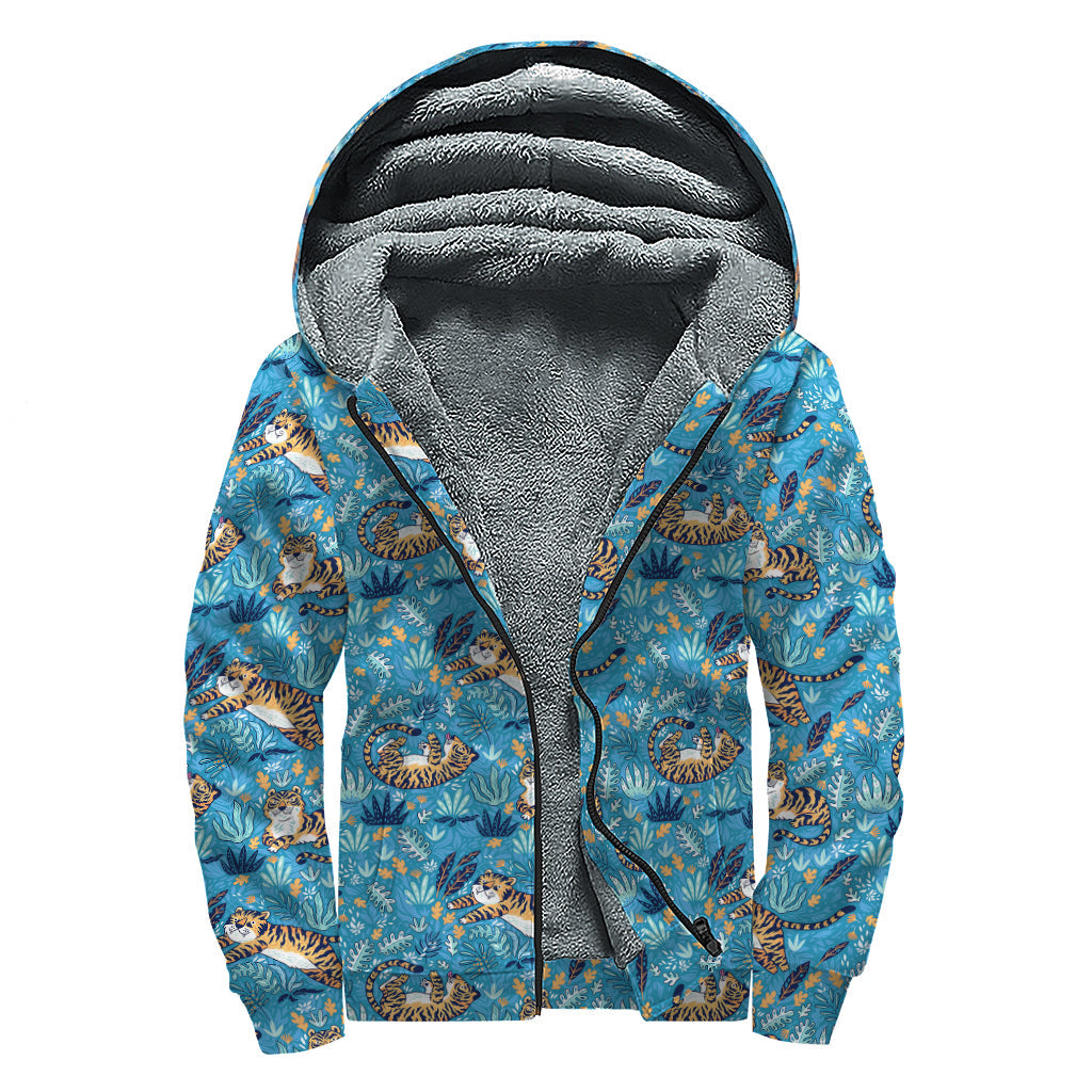 Groovy Tiger Sherpa Lined Zip Up Hoodie for the Free-Spirited Hippie - 1