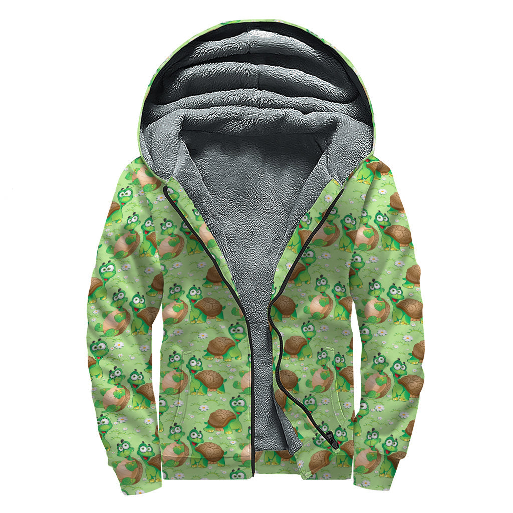 Peaceful Turtle Sherpa Lined Zip Up Hoodie for Groovy Hippies - 1