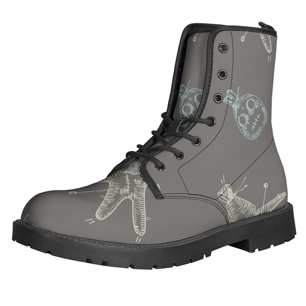 Free-Spirited Vibes: Cartoon Voodoo Doll Leather Boots for Hippies - 1