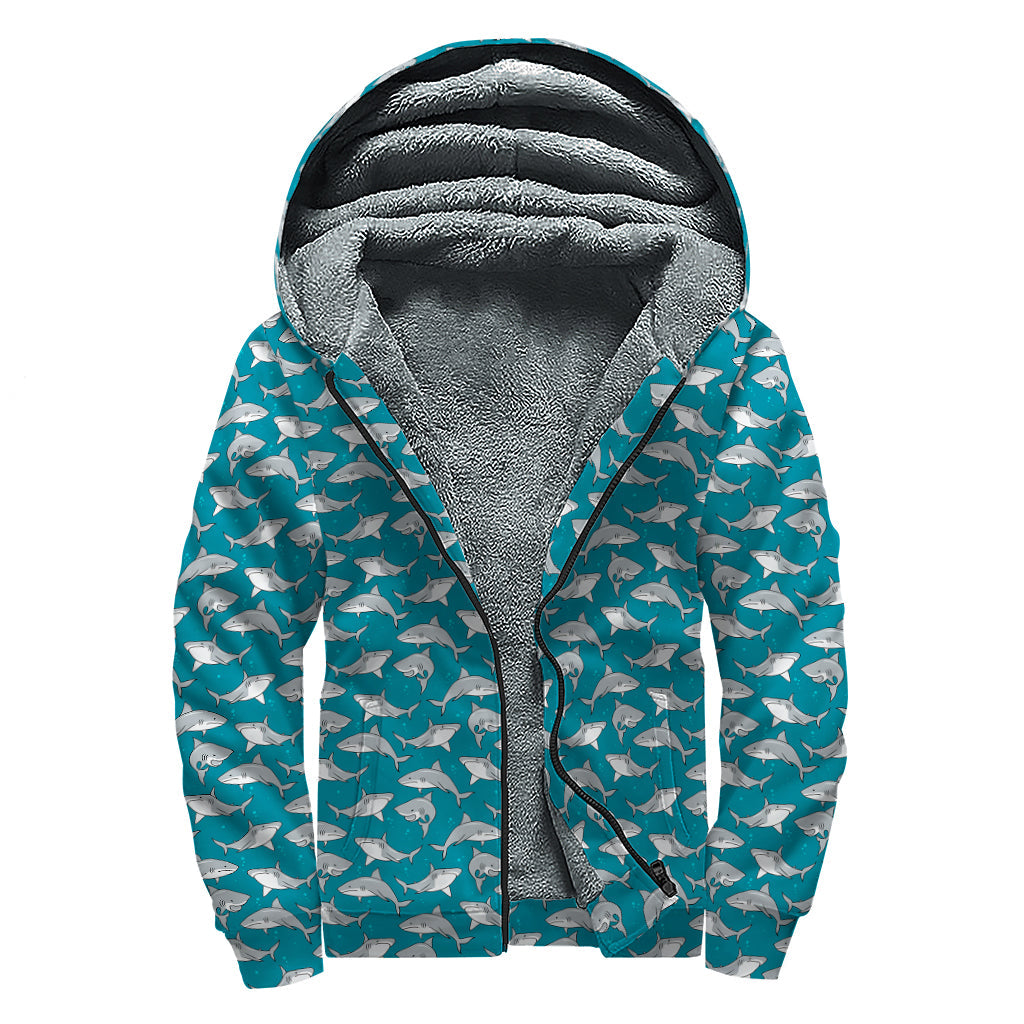 Groovy Shark Vibes: Sherpa Lined Zip Up Hoodie for Peace-Loving Hippies - 1