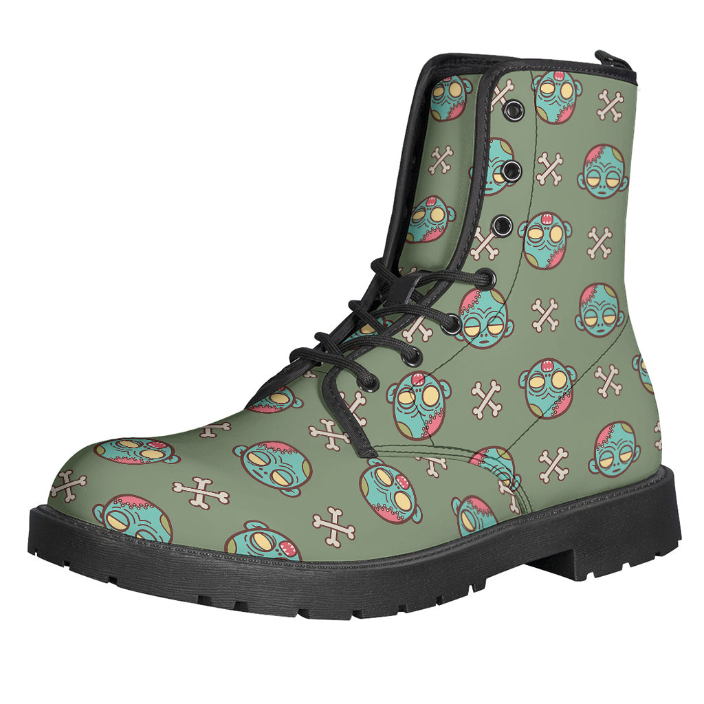 Groovy Zombie Patterned Leather Boots for Free-Spirited Hippies - 1