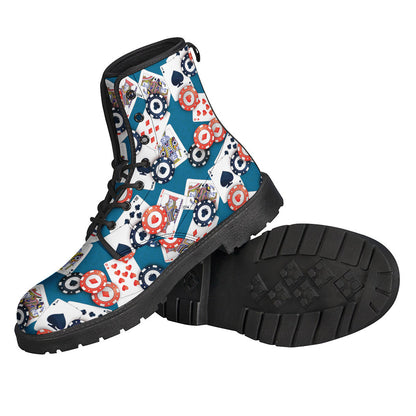 Groovy Casino Poker Pattern Leather Boots for the Hippie Soul - 2