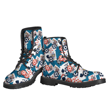 Groovy Casino Poker Pattern Leather Boots for the Hippie Soul - 3