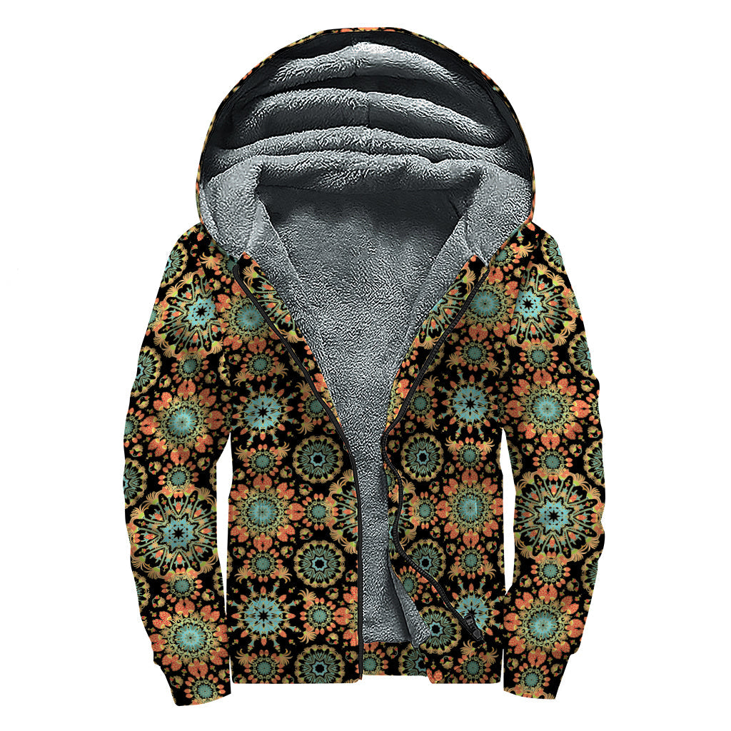 Chaotic Boho Floral Sherpa: Embrace Your Inner Hippie with this Lined Zip Up Hoodie - 1