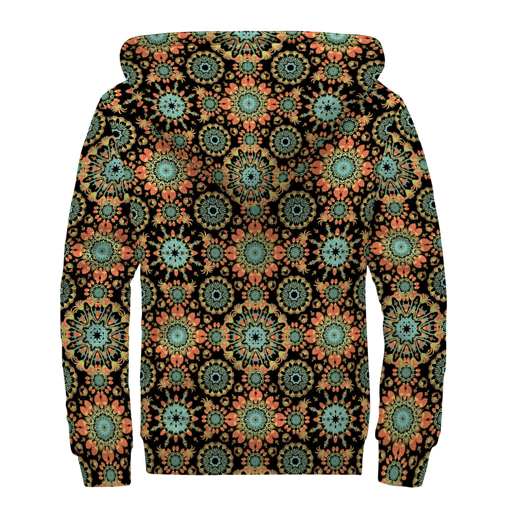 Chaotic Boho Floral Sherpa: Embrace Your Inner Hippie with this Lined Zip Up Hoodie - 2