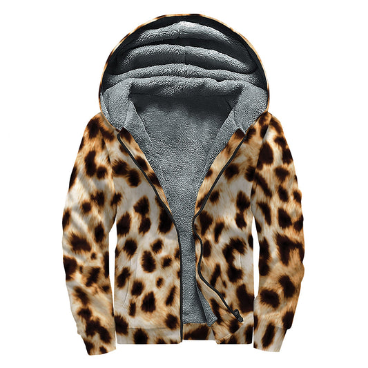 Cheetah Chic: Sherpa Lined Zip Up Hoodie for the Free-Spirited Hippie - 1