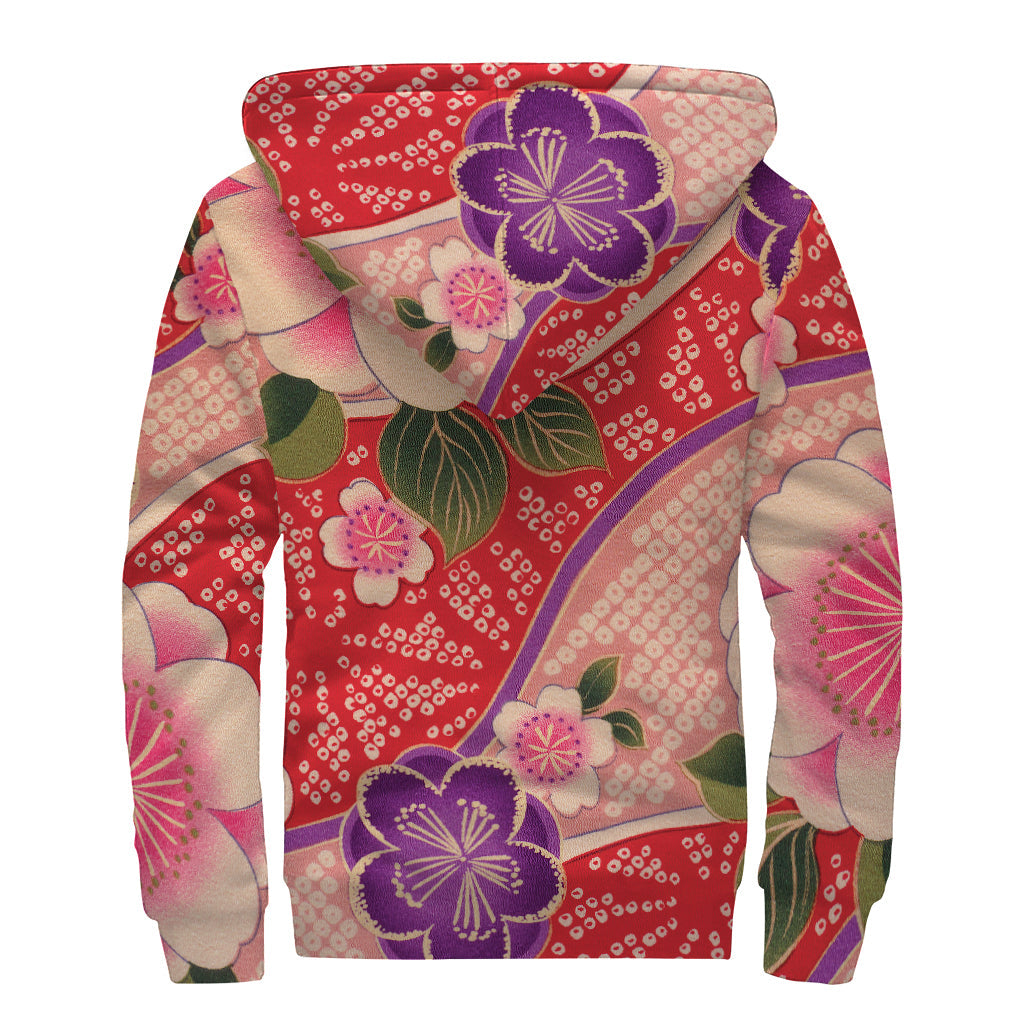 Cherry Blossom Dreamer: Sherpa-lined Zip Up Hoodie for Boho Babes - 2