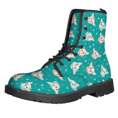 Chihuahua Puppy Pattern Leather Lightweight Boots: Hippie Chic Style - 1