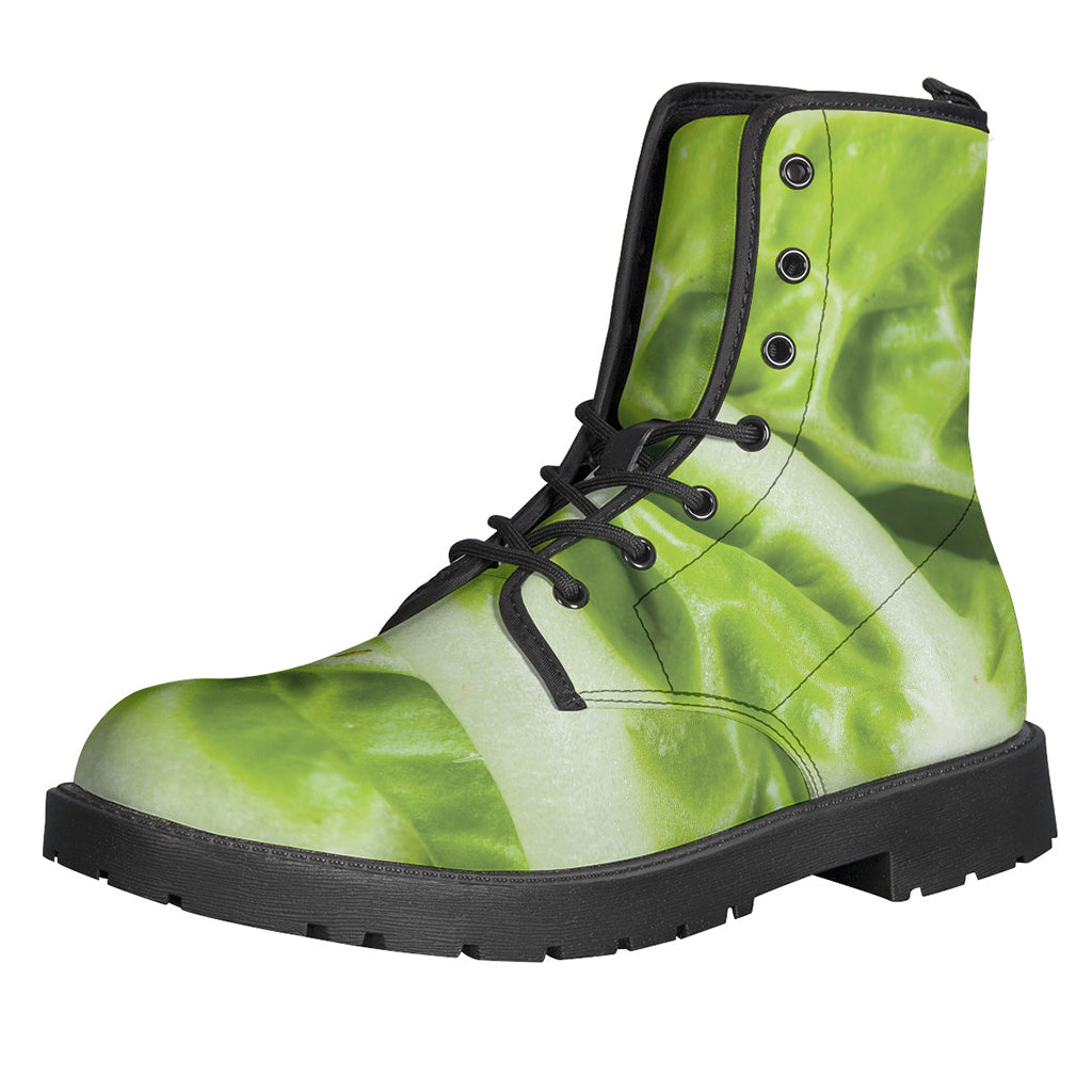 Groovy Chinese Cabbage Leaf Print Leather Boots for Free-Spirited Hippies - 1