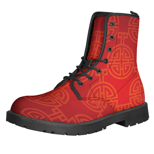 Channel Your Inner Bohemian with Chinese Lu Symbol Leather Boots - 1