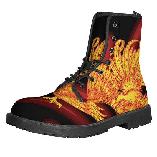 Rooster Print Leather Boots for Stylish Hippies - 1