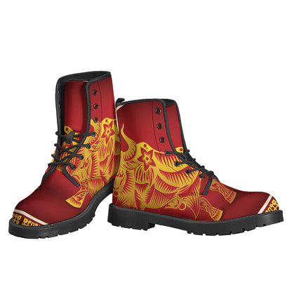 Chinese Ox Zodiac Print Leather Boots for Hippies with a Lightweight Twist - 3