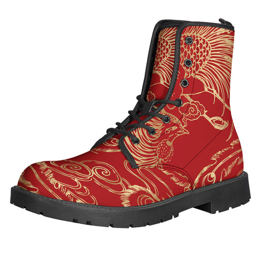 Chinese Phoenix Print Leather Lightweight Boots for Bohemian Souls - 1