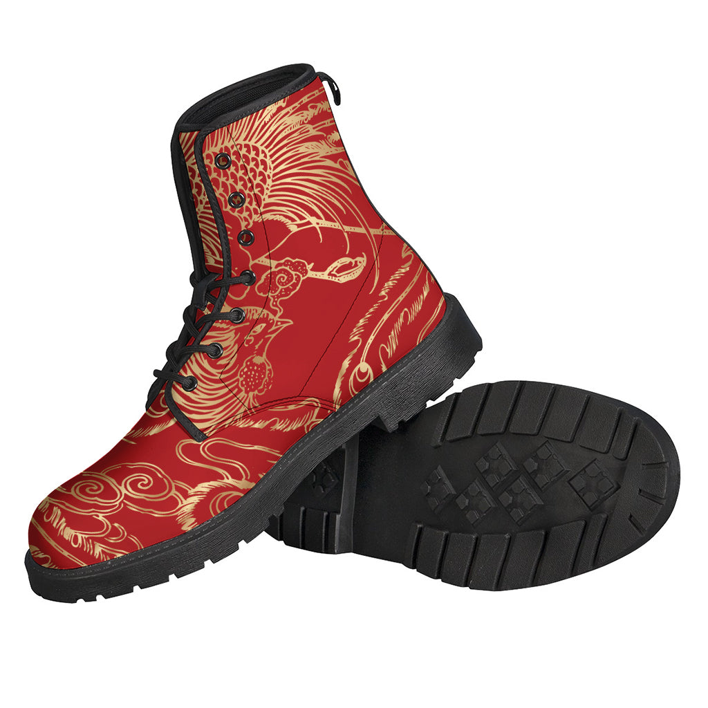 Chinese Phoenix Print Leather Lightweight Boots for Bohemian Souls - 2