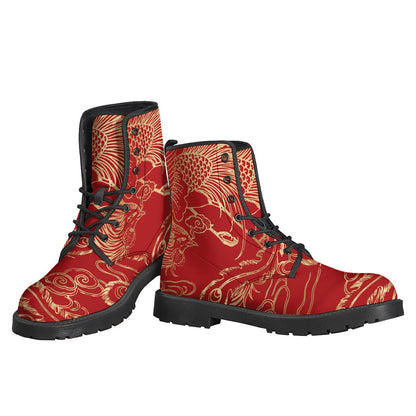 Chinese Phoenix Print Leather Lightweight Boots for Bohemian Souls - 3