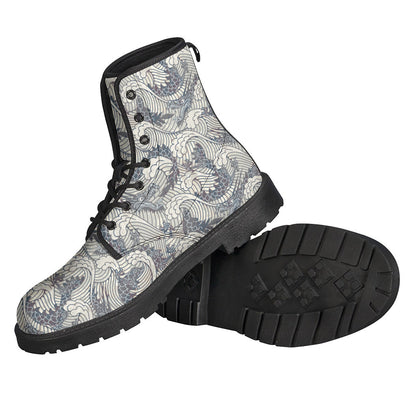 Groovy Chinese Sea Dragon Pattern Leather Lightweight Boots for Peace-Loving Hippies! - 2