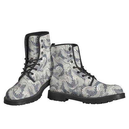 Groovy Chinese Sea Dragon Pattern Leather Lightweight Boots for Peace-Loving Hippies! - 3