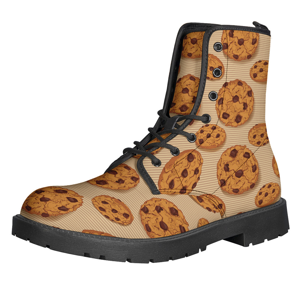 Groovy Chocolate Chip Cookie Pattern Leather Lightweight Boots for Hippies - 1