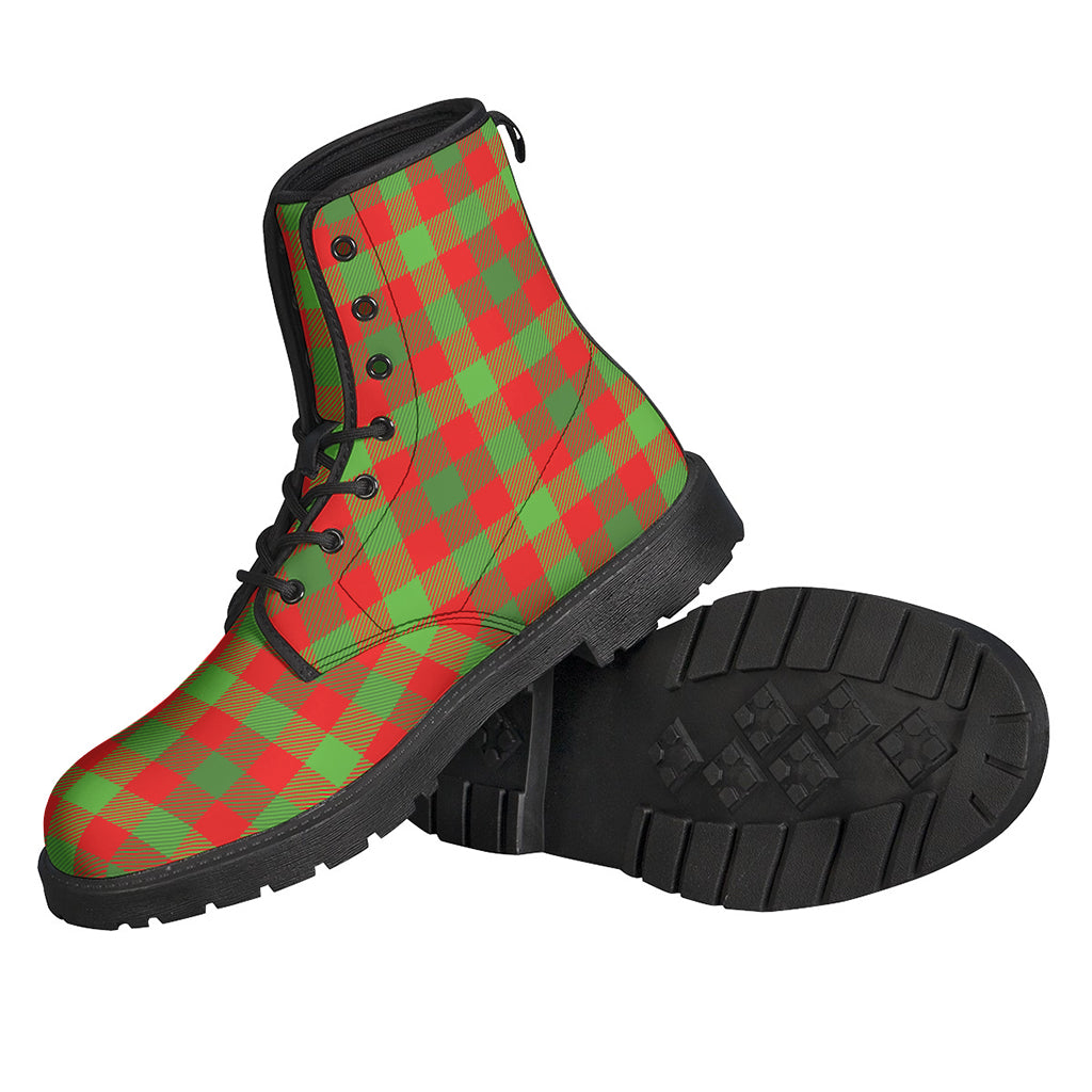 Groovy Christmas Buffalo Plaid Leather Boots for Hippies - 2