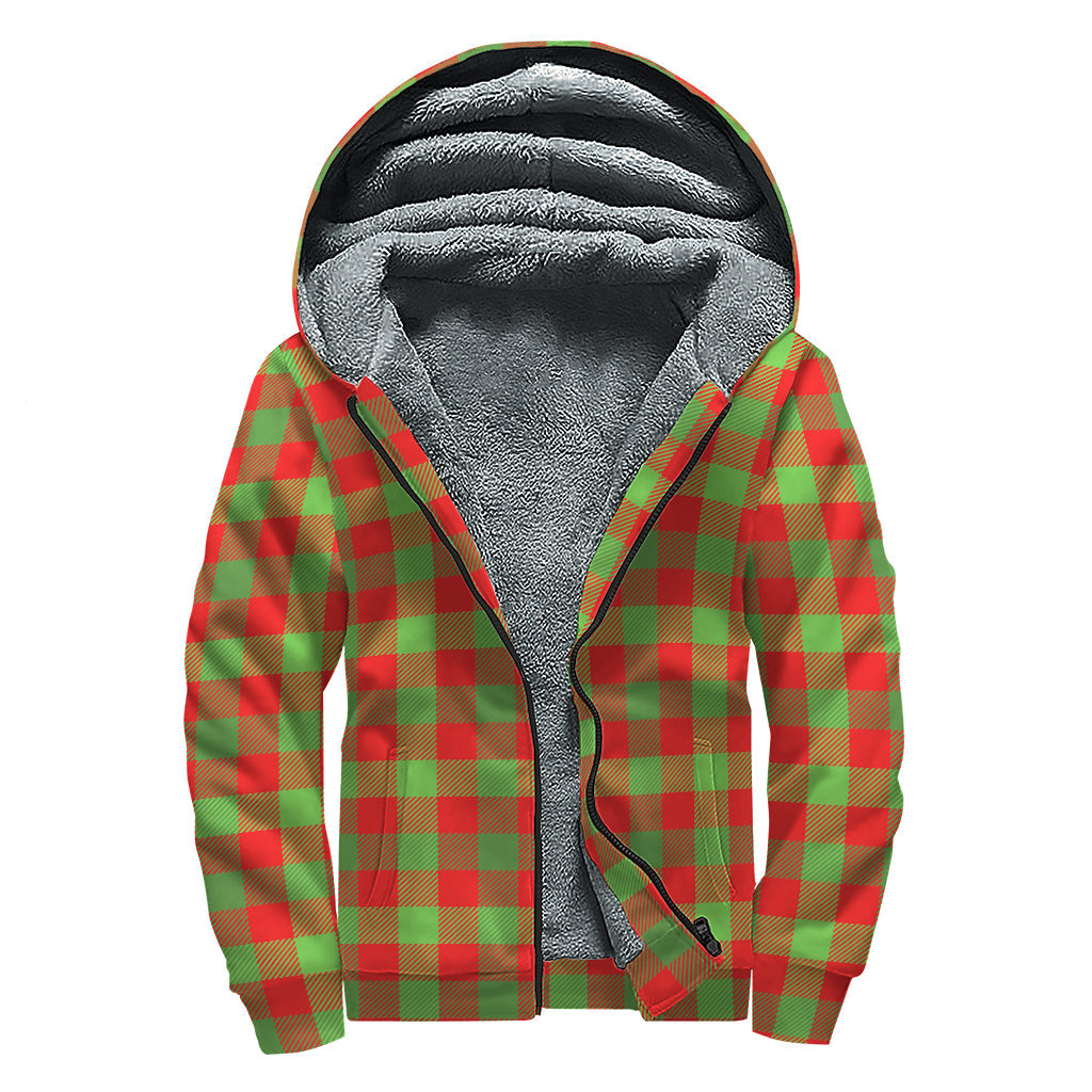 Cozy Christmas Vibes: Hippie Style Sherpa Lined Zip Up Hoodie with Buffalo Plaid Print - 1