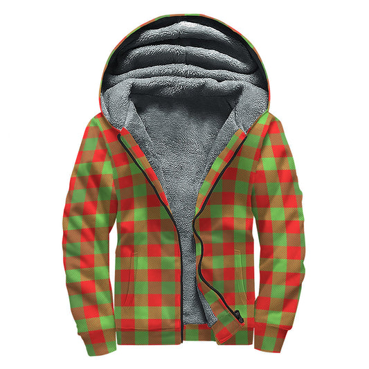 Cozy Christmas Vibes: Hippie Style Sherpa Lined Zip Up Hoodie with Buffalo Plaid Print - 1