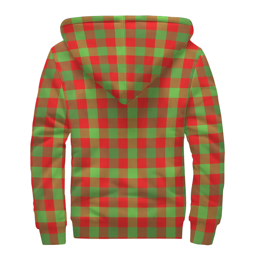 Cozy Christmas Vibes: Hippie Style Sherpa Lined Zip Up Hoodie with Buffalo Plaid Print - 2