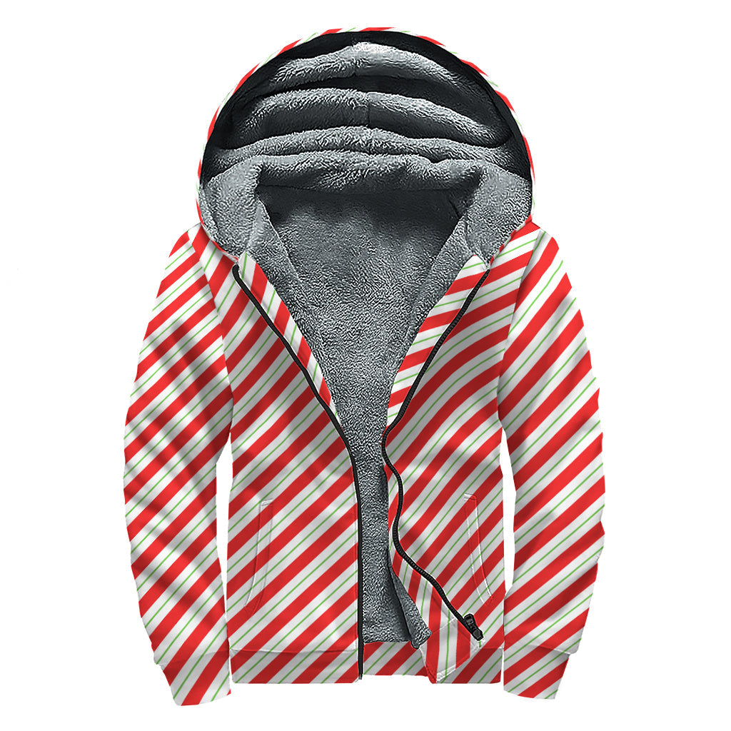 Groovy Candy Cane Stripe Sherpa Lined Zip Up Hoodie for Hippies - 1