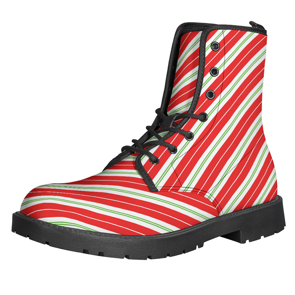 Candy Cane Stripes Leather Hippie Boots: A Festive Twist on Boho Style - 1