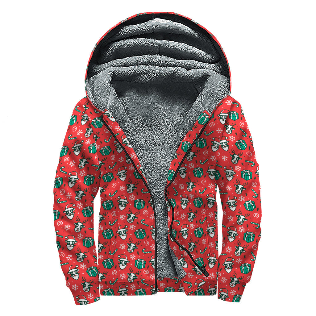 Christmas Cow: A Groovy Sherpa-Lined Zip Up Hoodie for Hippies - 1