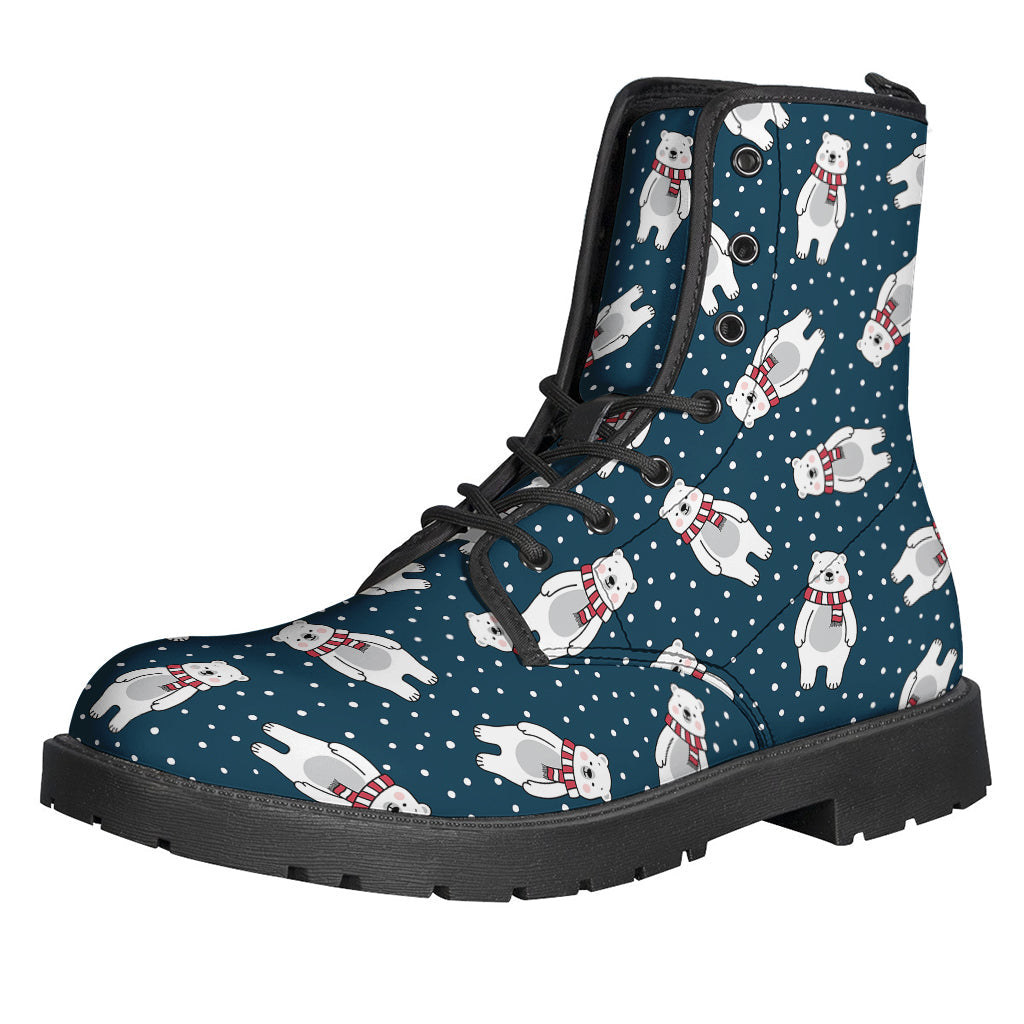 Groovy Christmas Polar Bear Leather Boots for Hippy Vibes - 1