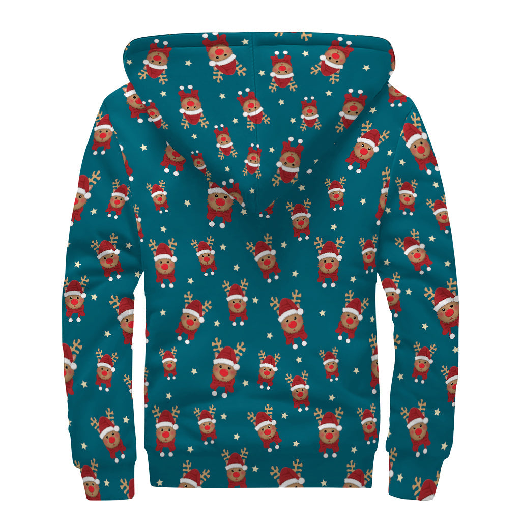 Groovy Christmas Santa Reindeer Sherpa Lined Zip Up Hoodie - 2