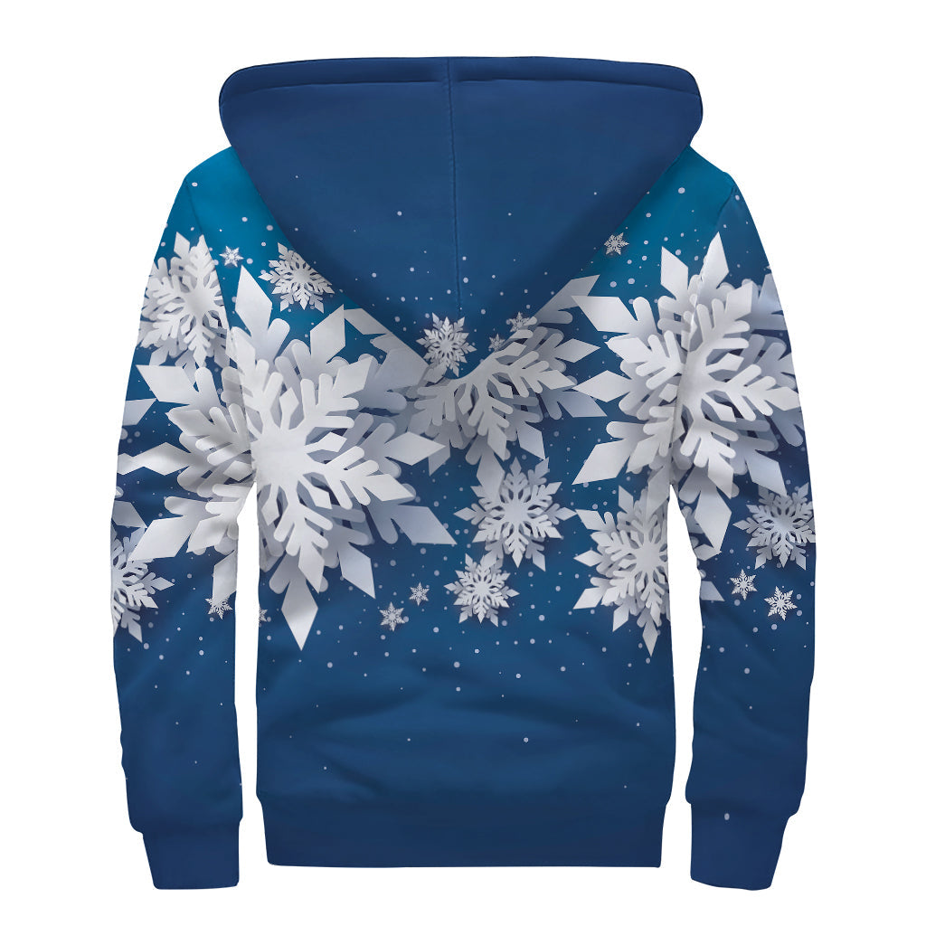 Christmas Snowflake Print Sherpa Lined Zip Up Hoodie for Groovy Hippies - 2