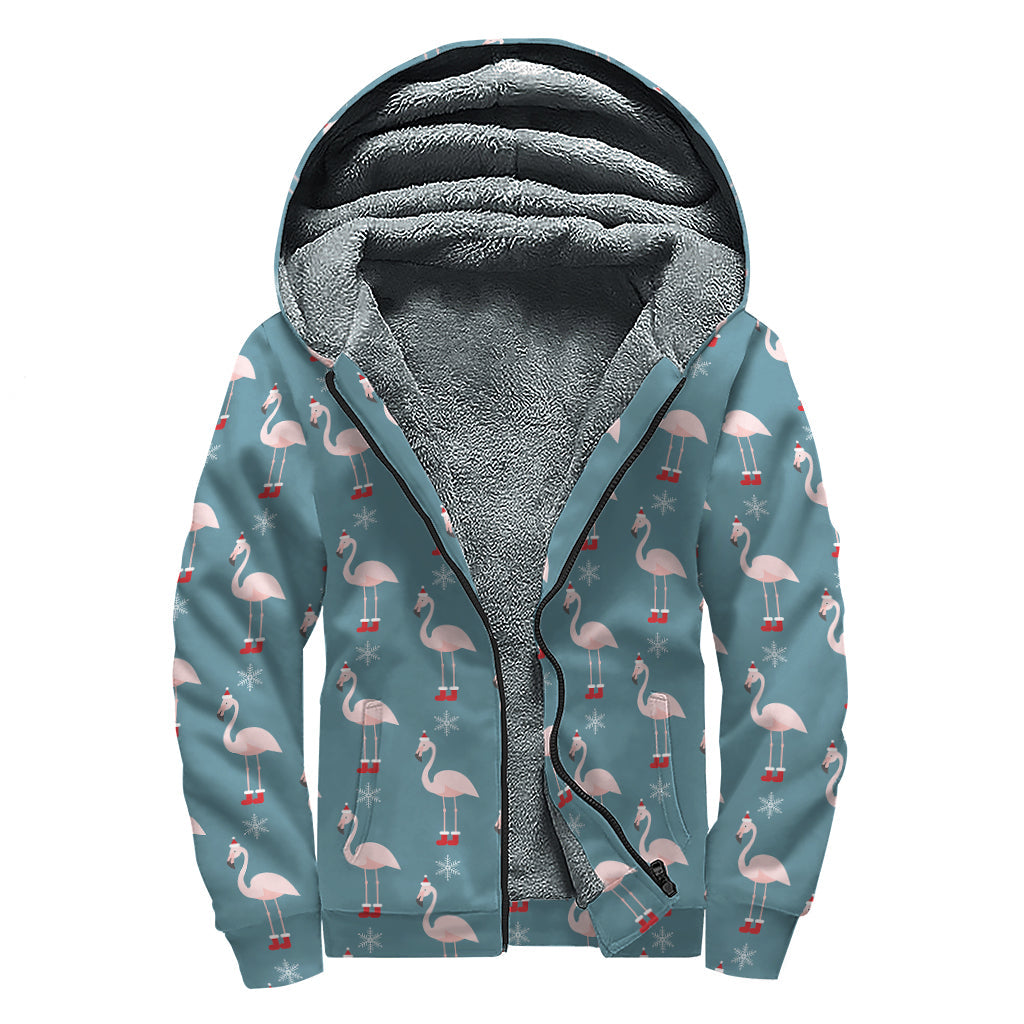 Far Out Flamingo Love Sherpa Lined Zip Up Hoodie - 1