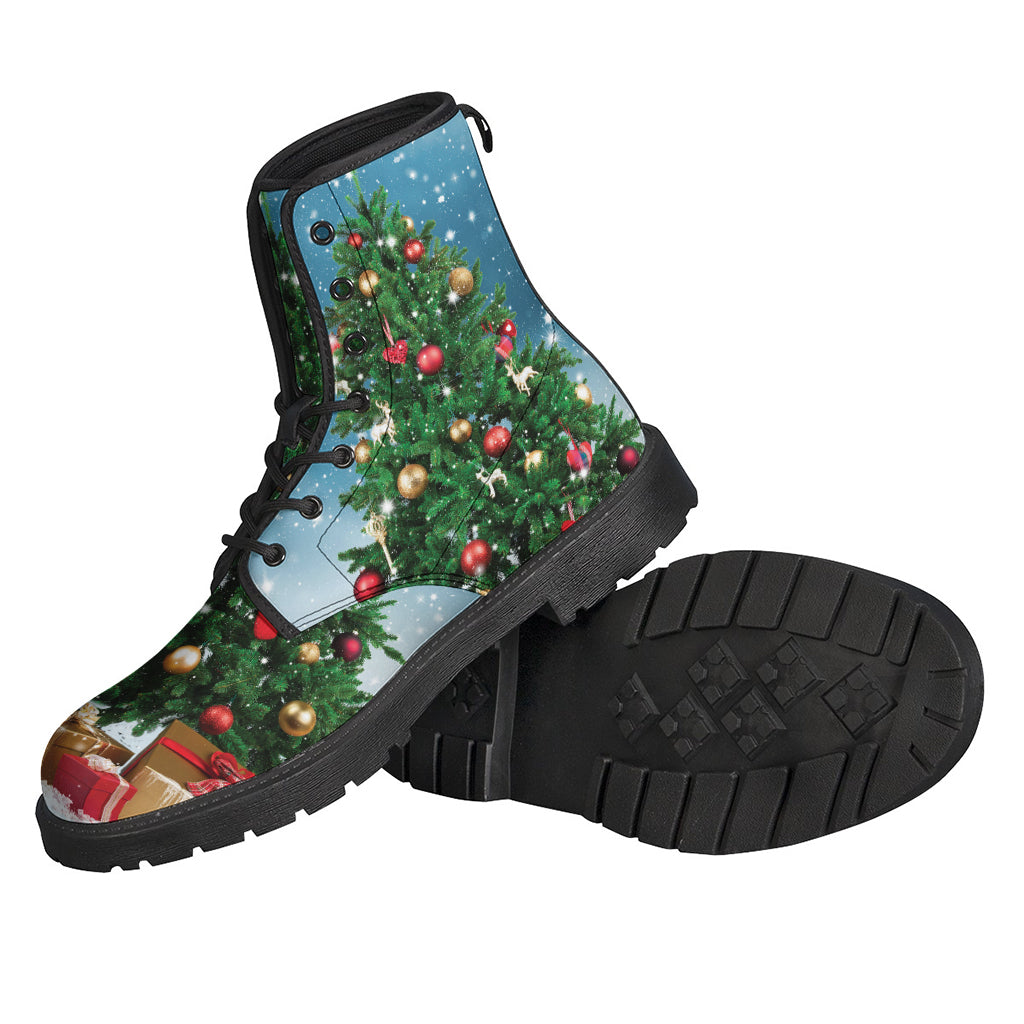 Celebrate the Season in Style with Christmas Tree and Snow Print Hippie Boots - 2