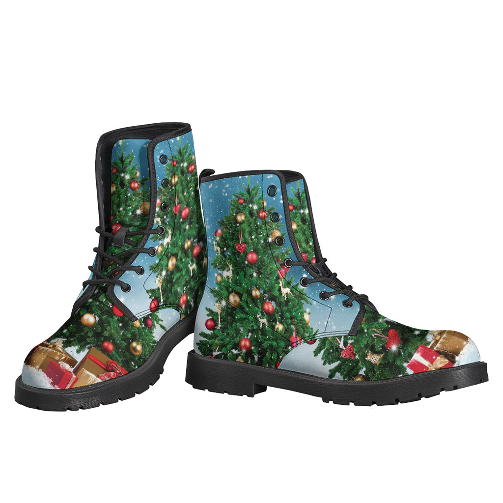 Celebrate the Season in Style with Christmas Tree and Snow Print Hippie Boots - 3