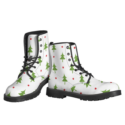 Groovy Christmas Tree and Star Pattern Leather Boots for Modern Hippies - 3