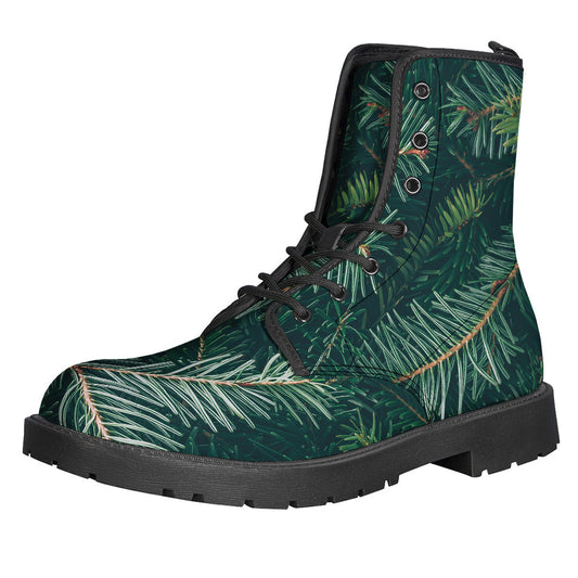 Boho Chic ChristmasTree Print Leather Boots - Perfect for Hippies! - 1