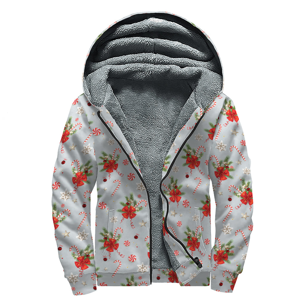 Groovy Christmas Winter Holiday Pattern Sherpa Lined Zip Up Hoodie for the Free Spirit - 1