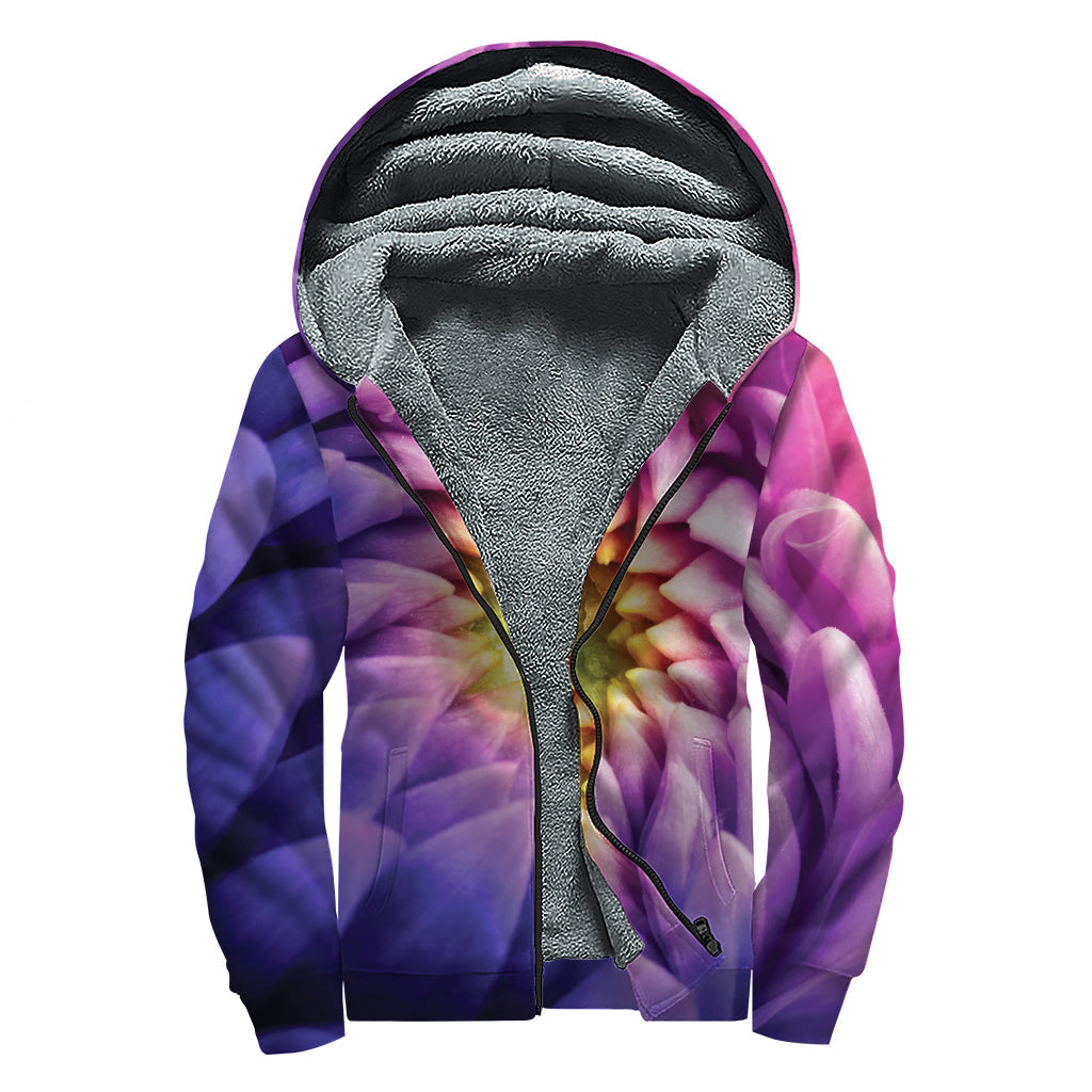 Chrysanthemum Dream Sherpa Lined Zip Up Hoodie - 1